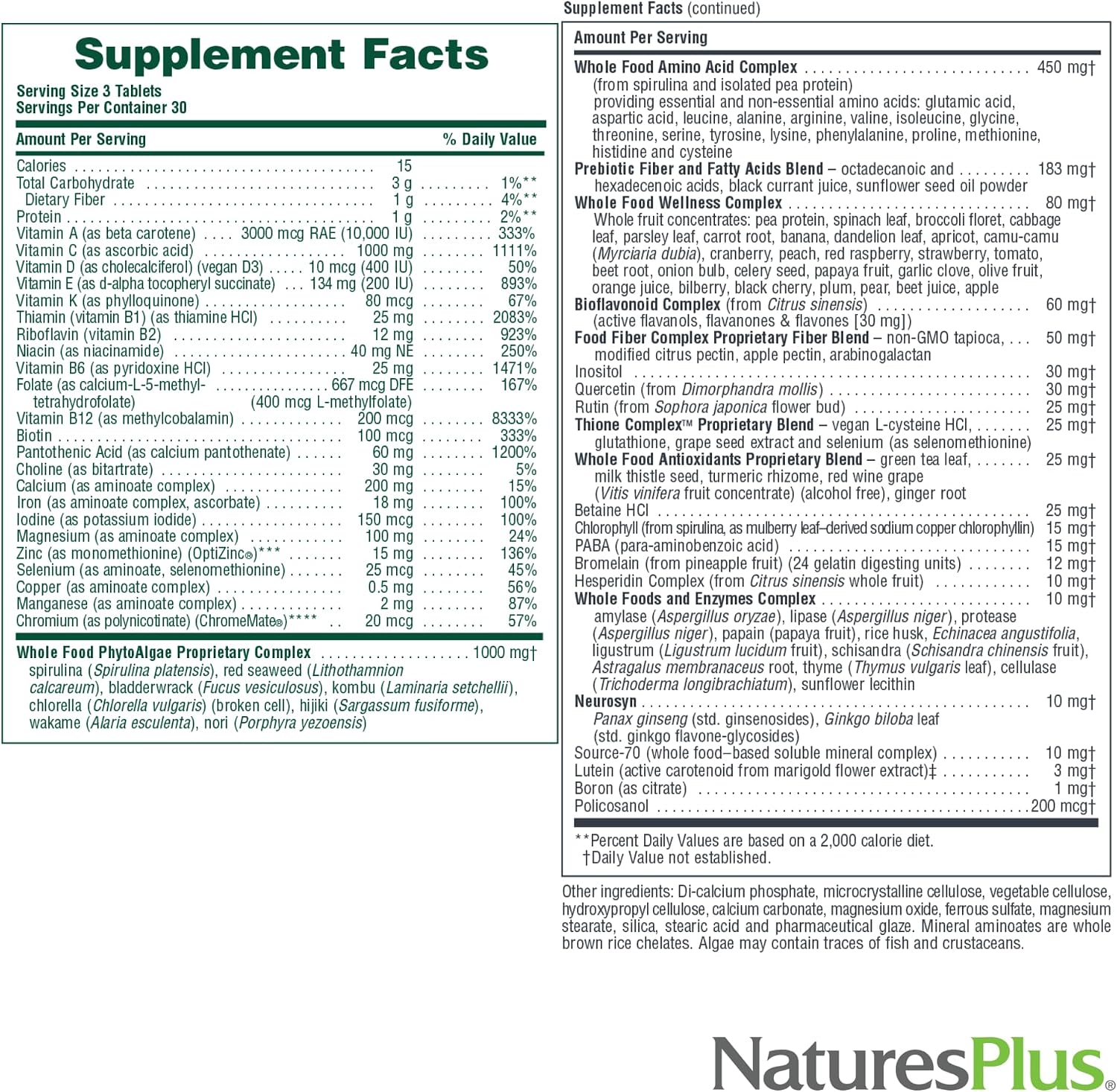 NaturesPlus Ultra Source of Life Multivitamínico - 90 Comprimidos