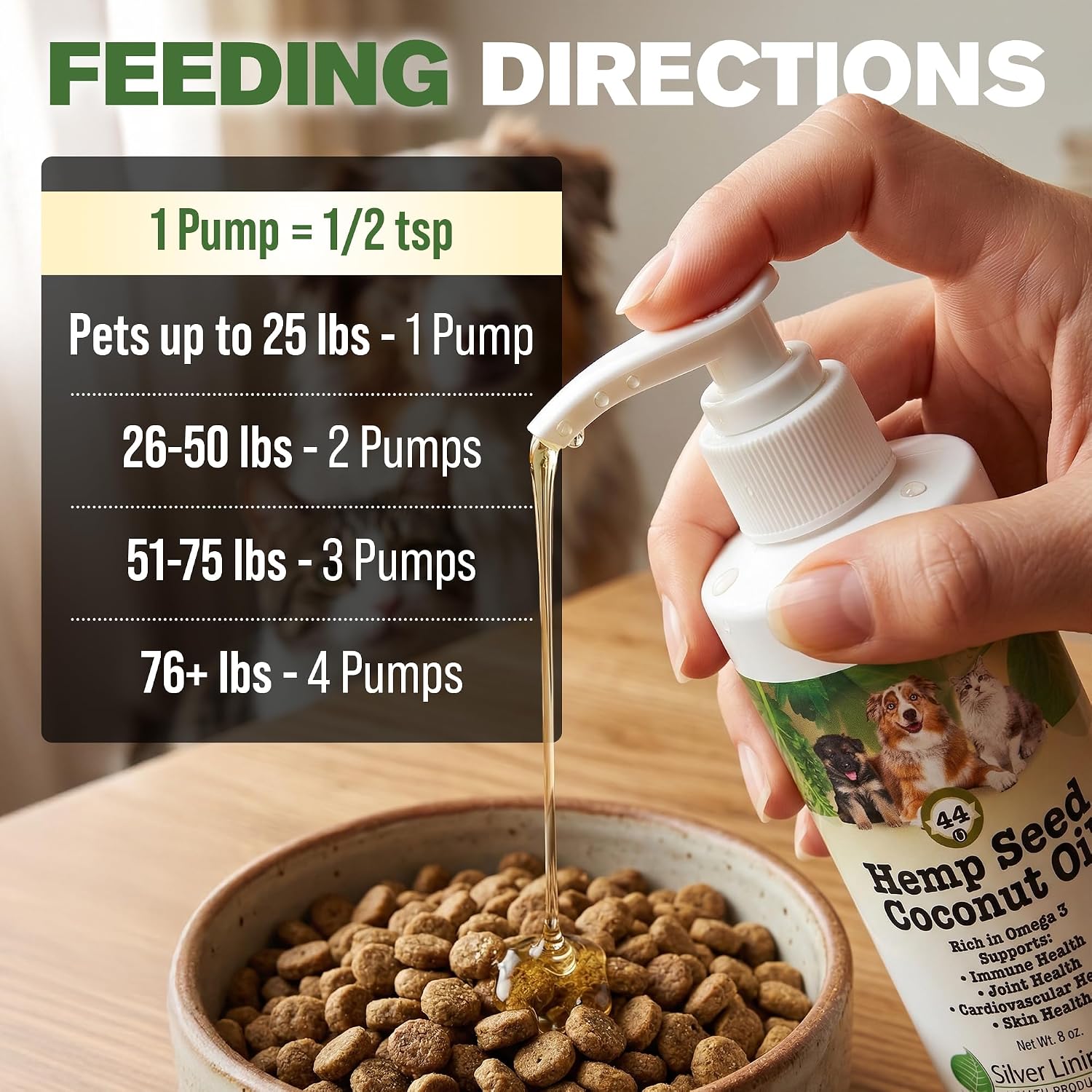 Aceite de Hemp para Perros y Gatos – Piel, Pelaje y Bienestar General con Aceite de Coco Orgánico y Vitamina E – 236 ml
