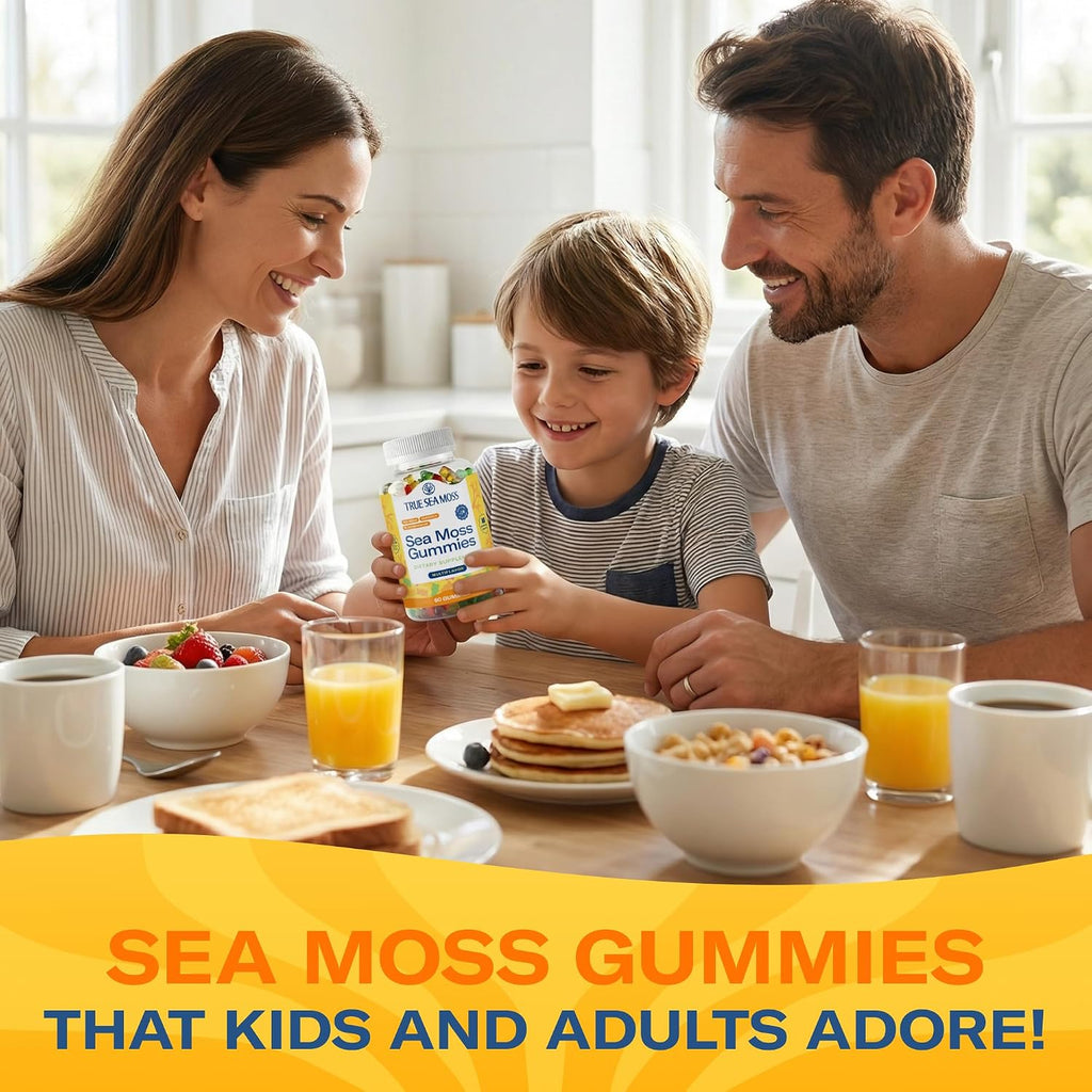 TrueSeaMoss Irish Sea Moss Gummies con Bardana y Fucus – Fórmula para Adultos y Niños – 60 Gominolas