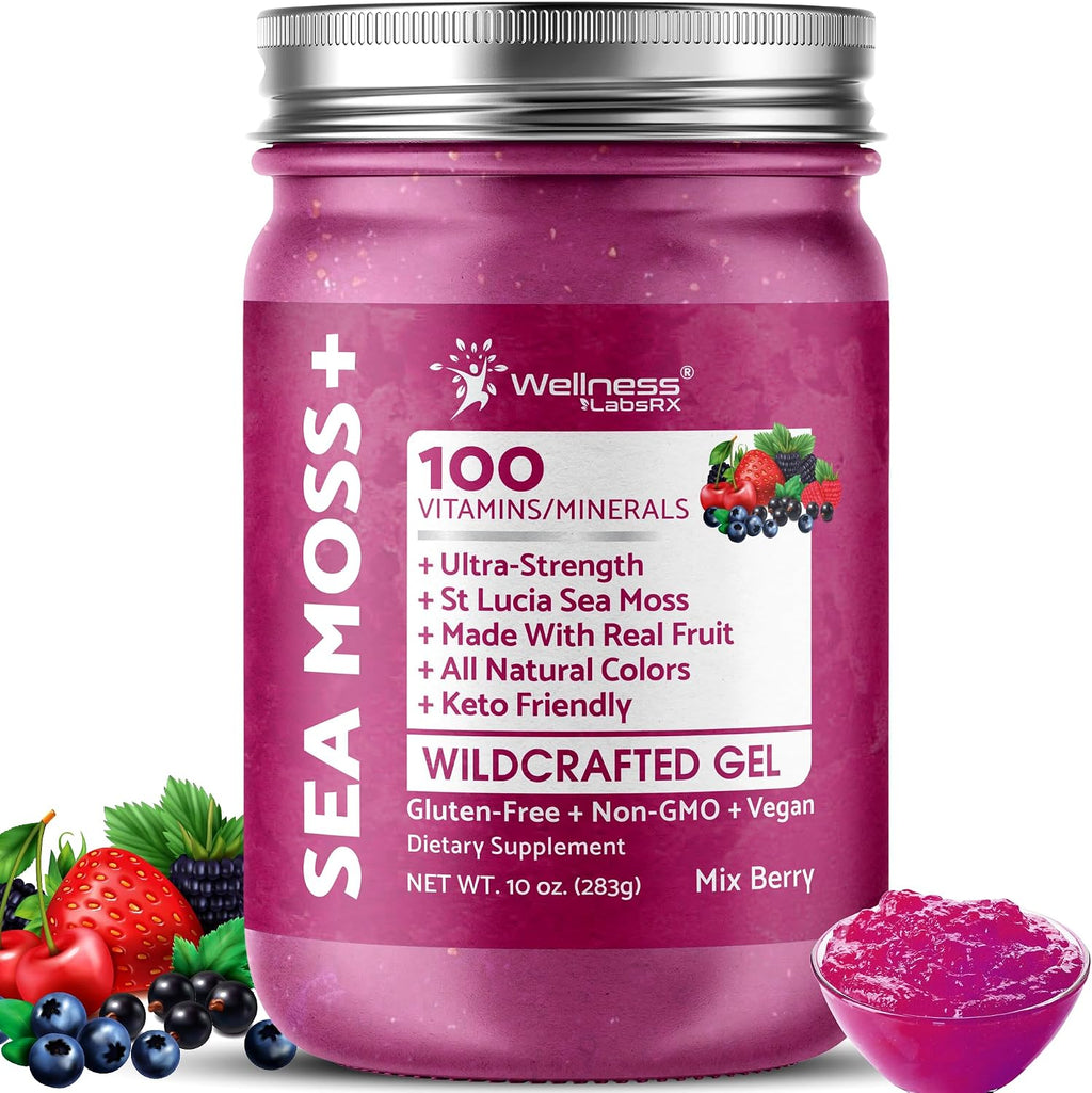 WELLNESS LABSRX Irish Sea Moss Gel Raw - Mix Berry - 283 g