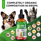 Multivitamínico Líquido para Perros y Gatos 10 en 1 - Vitaminas C, D3, Grupo B, Glucosamina, Arándano - Sabor a Carne - 60 ml
