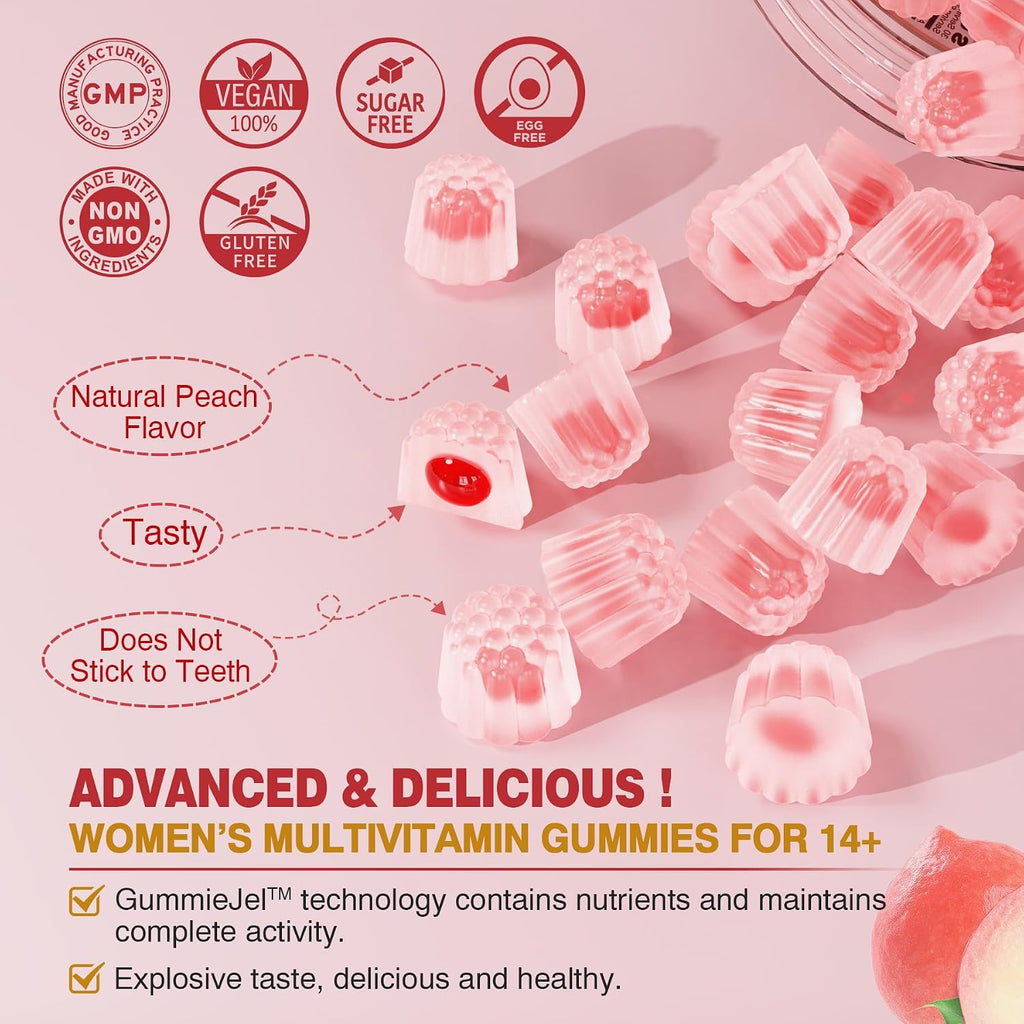 Multivitamínico para Mujeres con Omega-3, Probióticos y Antioxidantes - 60 Gominolas