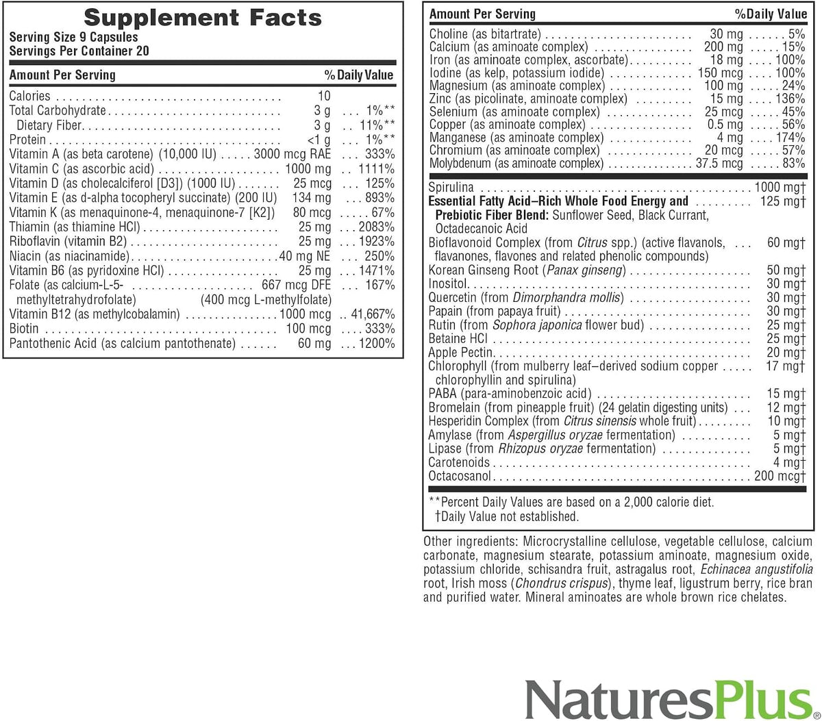 NaturesPlus Source of Life - 180 Cápsulas - Complejo Multivitamínico y Mineral – Image 5