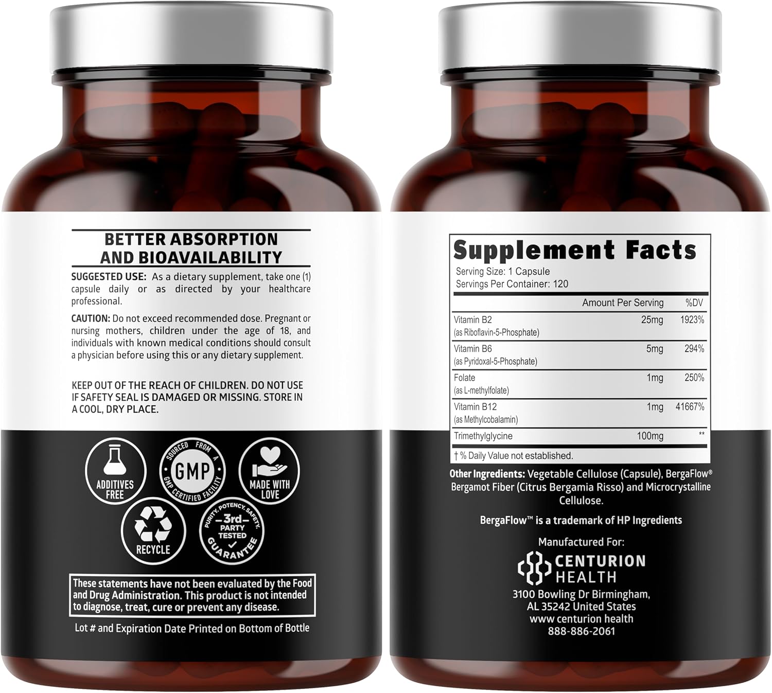 Number One Nutrition Multivitamínico Metilado para Mujeres y Hombres, Complejo B Activo con Metilfolato y Metilcobalamina, Sin Hierro, No Transgénico, Sin Gluten, 120 Cápsulas