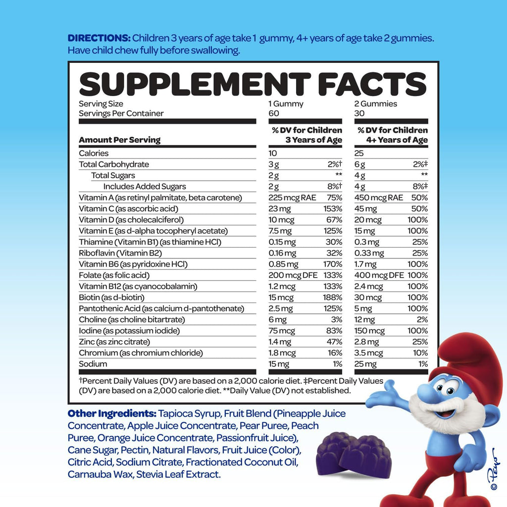 Gominolas Multivitamínicas Smurfs para Niños - 60 Gominolas