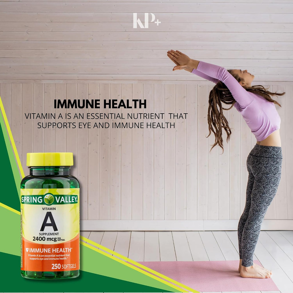 Spring Valley Vitamina A, 2400 mcg, 250 Cápsulas Blandas