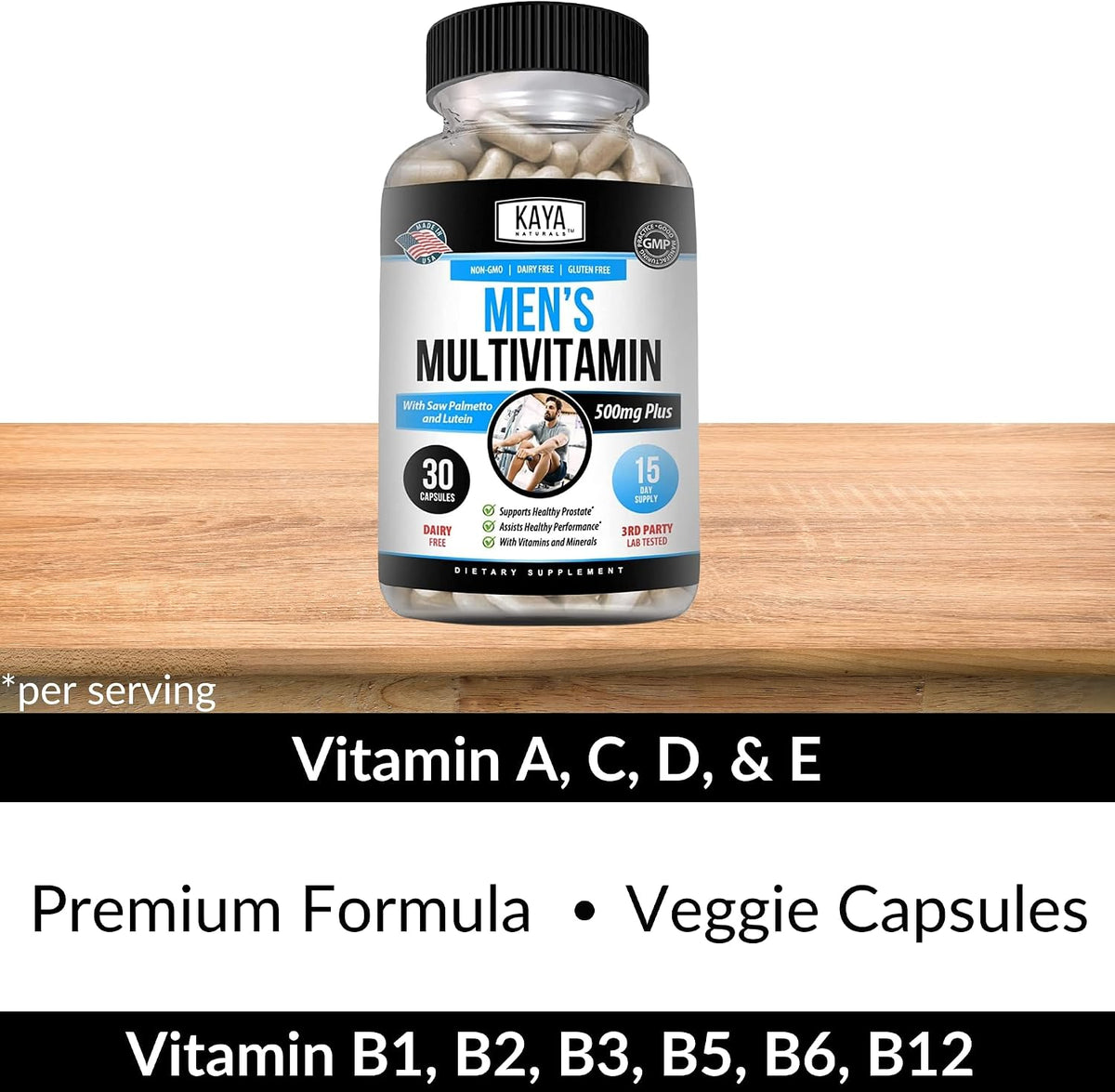 Kaya Naturals Multivitamínico para Hombres - – Vitamina C: contribuye al funcionamiento normal del sistema – Image 5