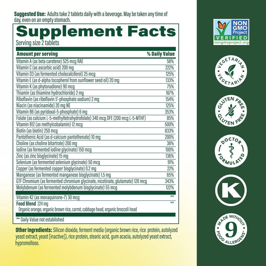 MegaFood Multivitamínico avanzado para hombres mayores de 40 años - 120 comprimidos (60 porciones)