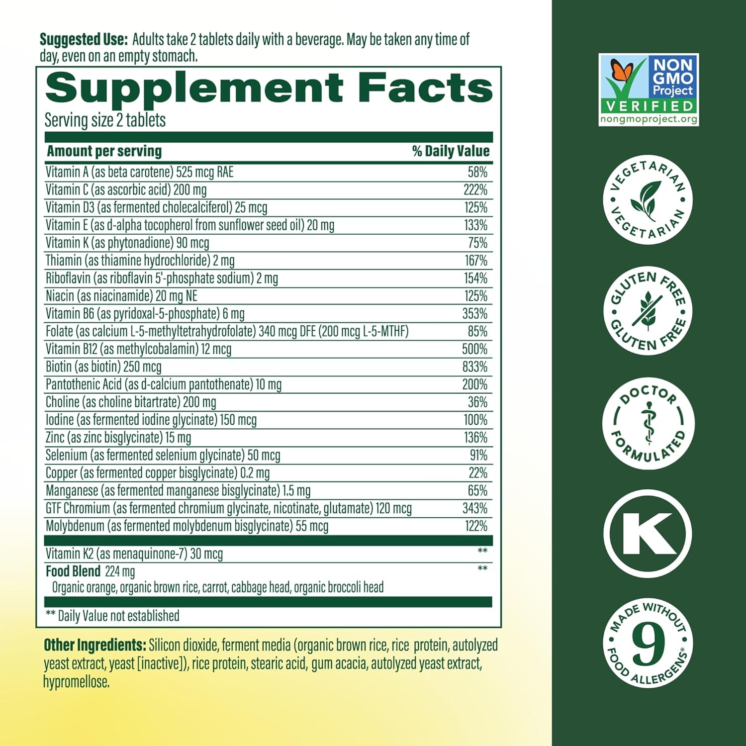 MegaFood Multivitamínico avanzado para hombres mayores de 40 años - 120 comprimidos (60 porciones)