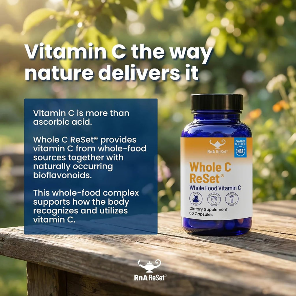 RnA ReSet Whole C Reset – Complejo de Vitamina C Orgánico con Bioflavonoides y Polifenoles, 60 Cápsulas