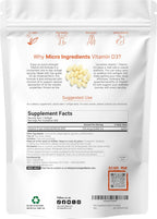 Micro Ingredients Vitamina D3 5.000 UI, 500 Cápsulas Blandas con Aceite de Coco Virgen | No Transgénico