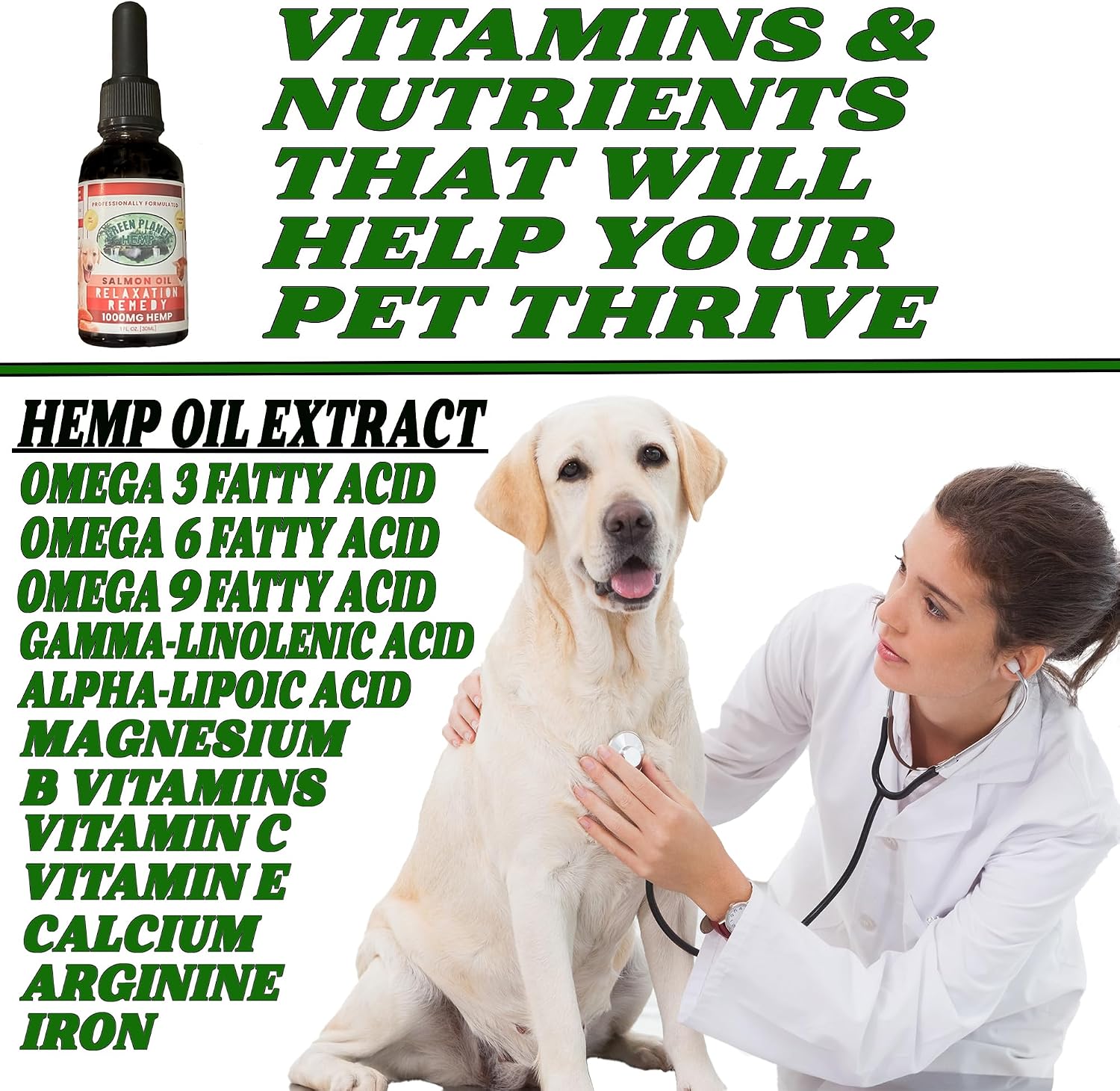 Aceite de Hemp para Perros y Gatos con Salmón Salvaje de Alaska - 1000 mg