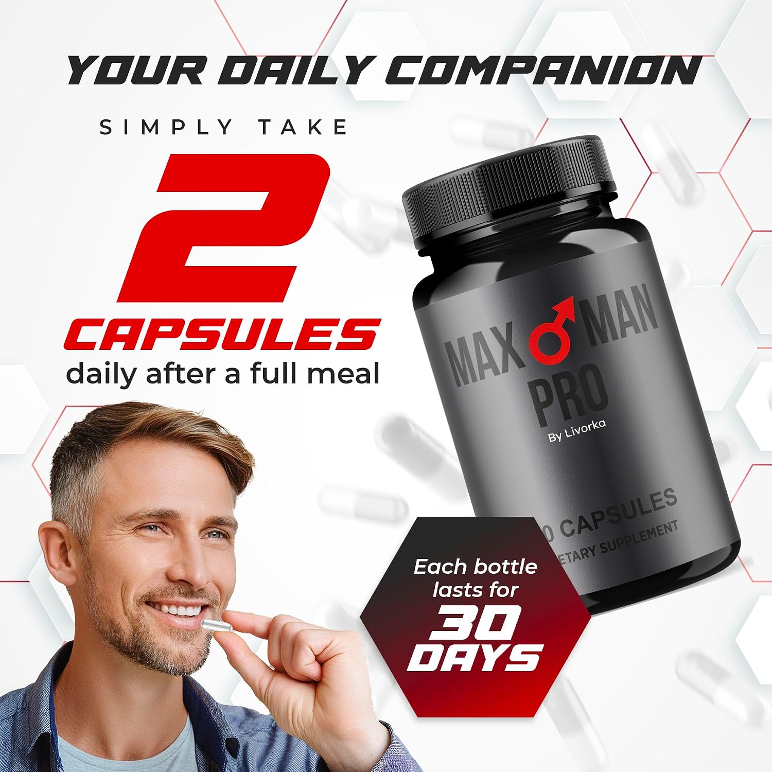 MaxMan Pro Dietary Supplement Capsules - 60 Cápsulas para 1 Mes