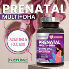 Built by Nature Vitaminas Prenatales para Mujeres - 120 Softgels con DHA y Omega-3, Ácido Fólico, Vitamina C, B12 y Hierro