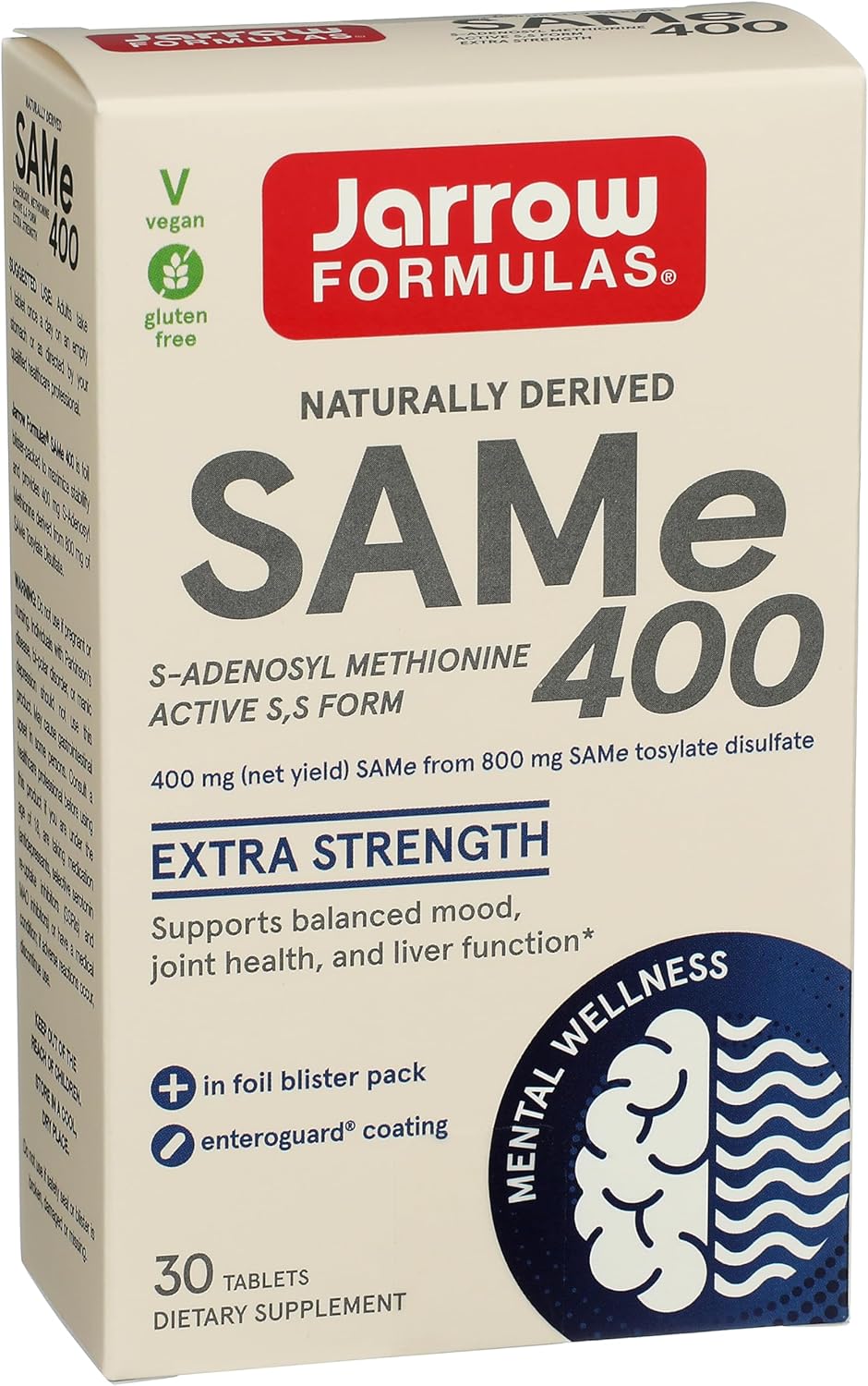 Jarrow Formulas SAM-e 400 mg, 30 Tabletas