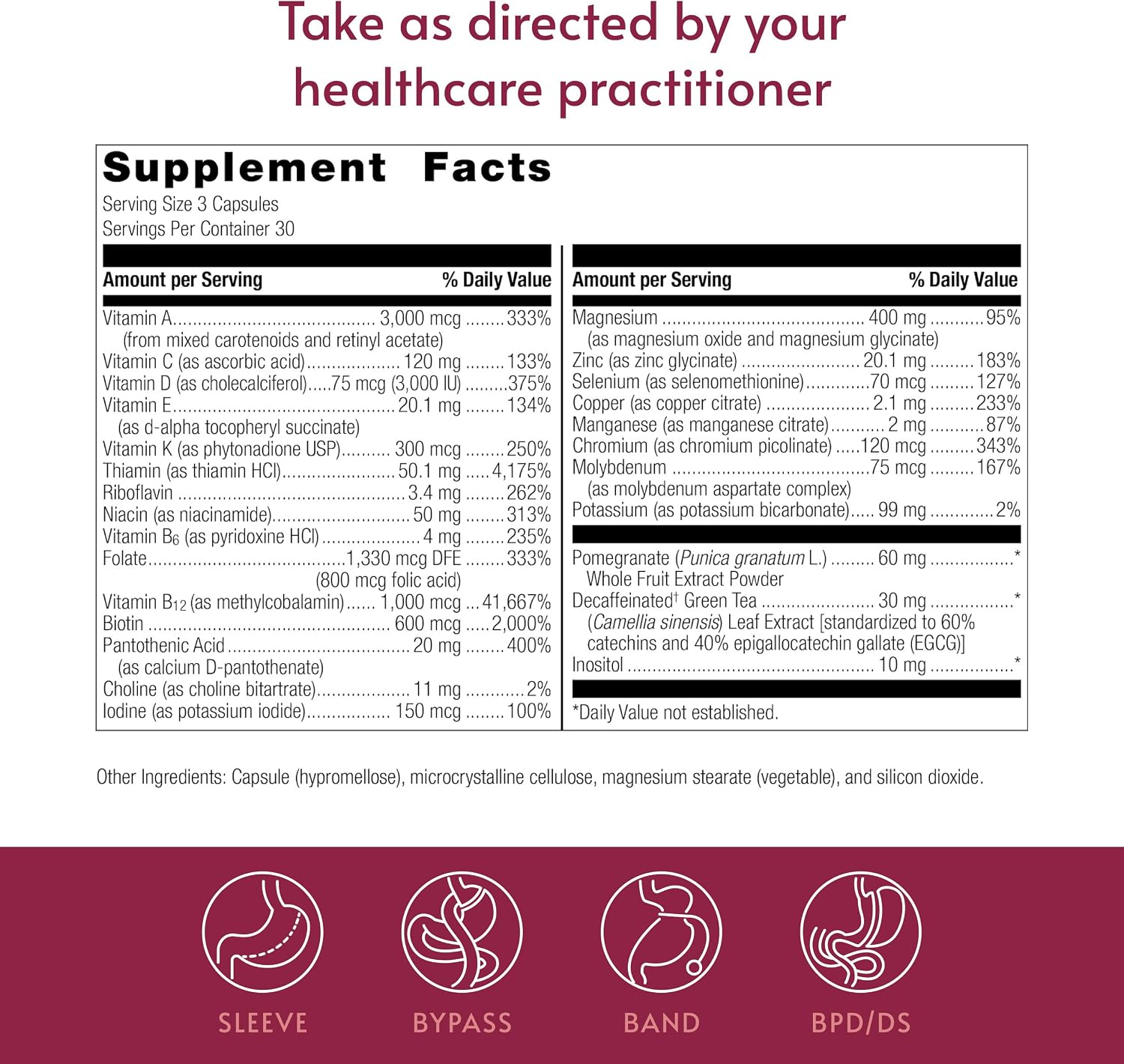 Bariatric Advantage Ultra Multi Sin Hierro - Multivitamínico de Alta Potencia, 90 Cápsulas