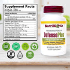NutriBiotic – DefensePlus, 90 Comprimidos – Apoyo Inmunitario 11 en 1 con Vitamina C, Zinc, Extracto de Semilla de Pomelo, Equinácea, Astrágalo y Hongos – Vegano y Sin Gluten