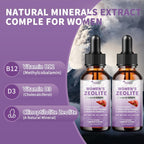 Gotas Premium de Zeolita para Mujeres - 99%+ Ceniza Volcánica Natural Pura con Vitamina B12 y D3 - 118 ml