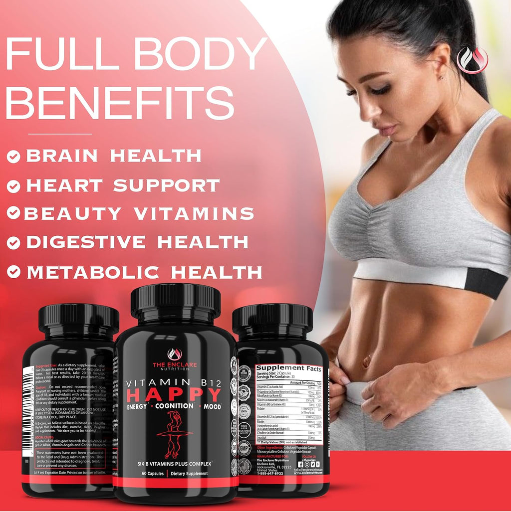 Complejo B Completo con Vitaminas B1-B12, Vitamina C, Biotina e Inositol