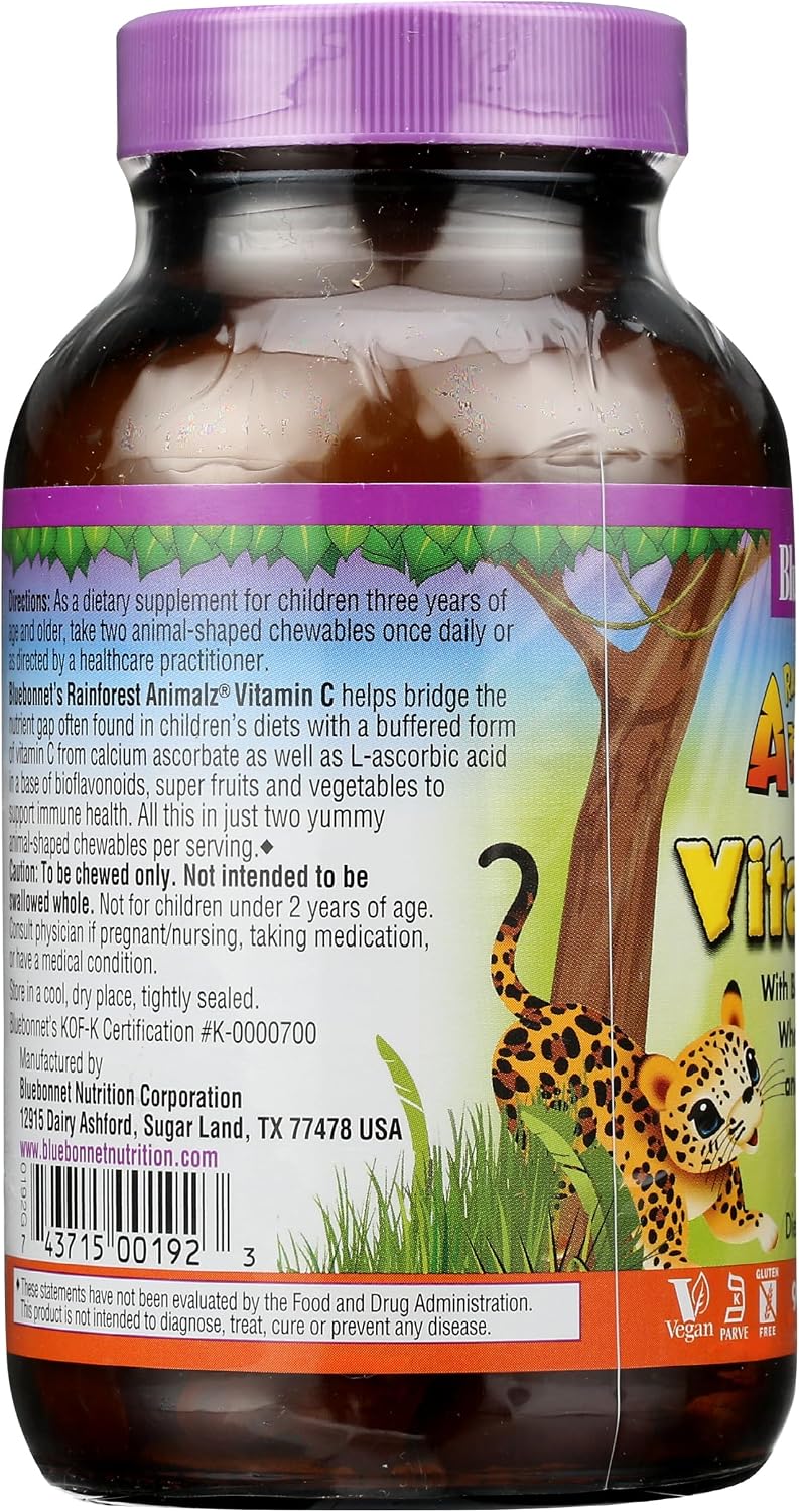 Bluebonnet Nutrition Rainforest Animalz Vitamina C, 90 comprimidos masticables