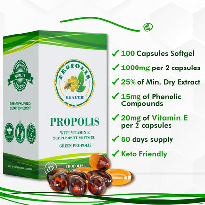 Propolis Health Cápsulas de Propóleo con Vitamina E 1000mg (100 Cápsulas) – Image 5
