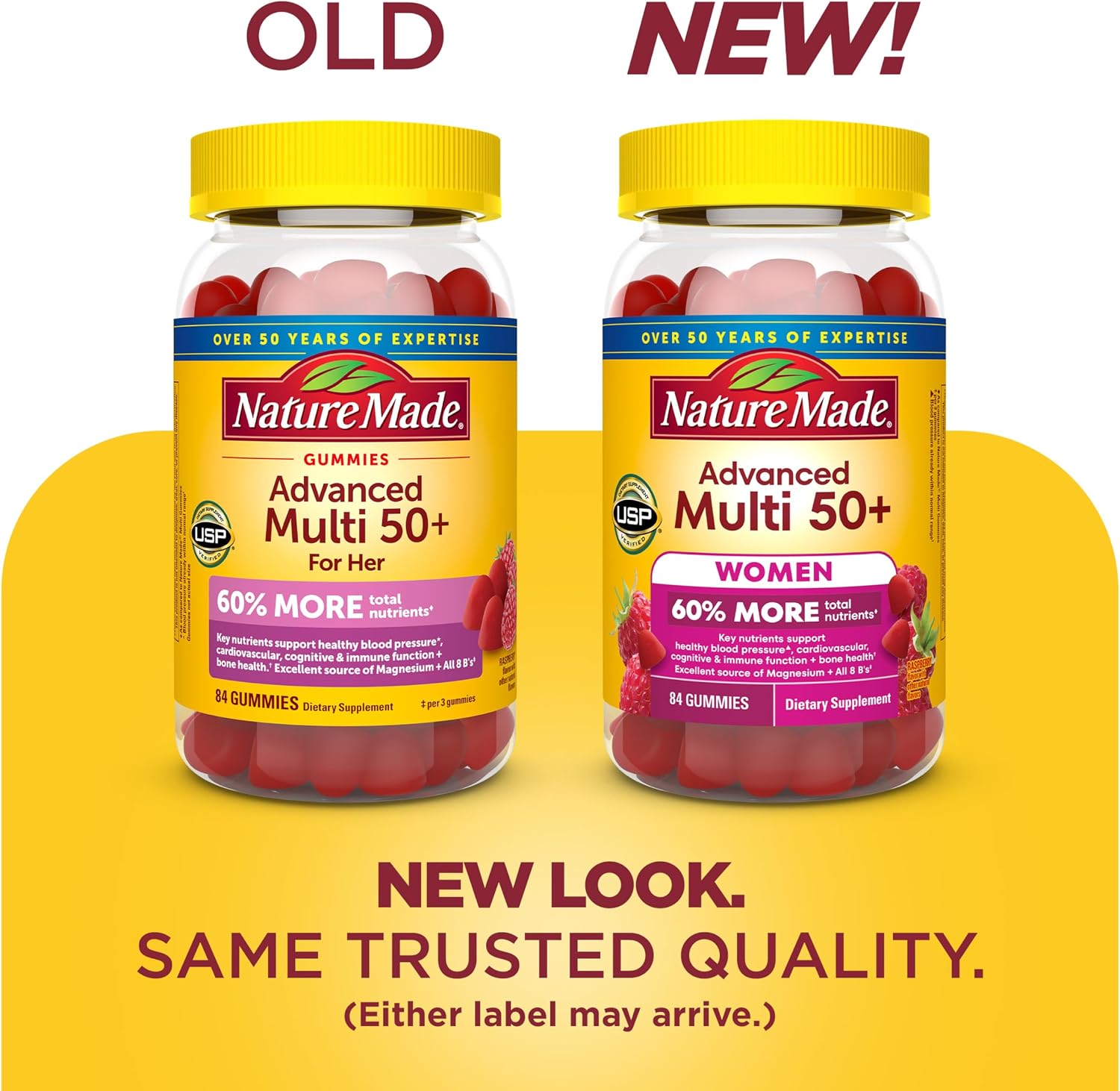 Nature Made Advanced Multivitamin Gummies 50+ para Mujeres, 84 gominolas (28 días)