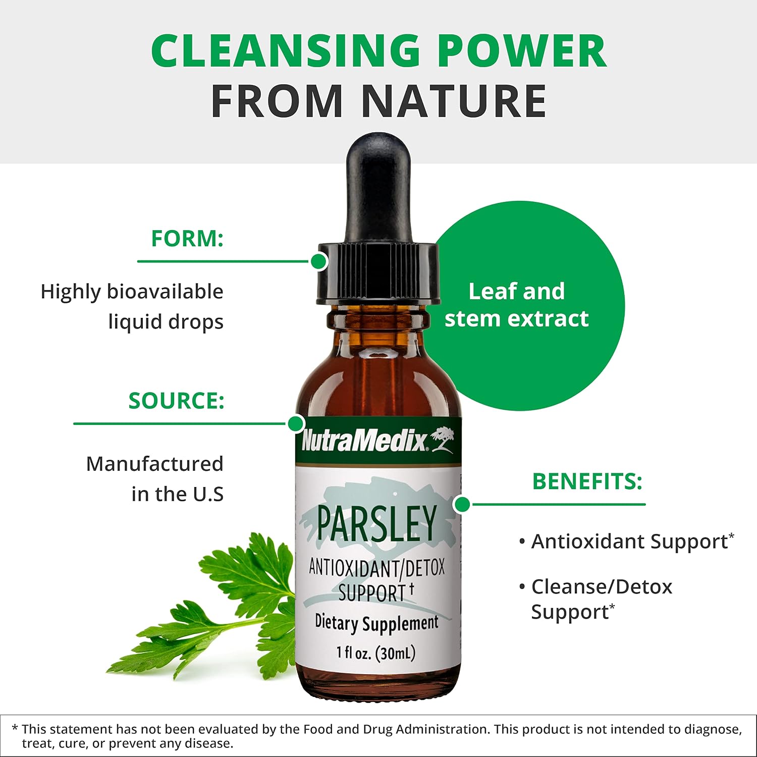 NutraMedix Suplemento de Perejil - Extracto Líquido de Hojas y Tallos - 30 ml