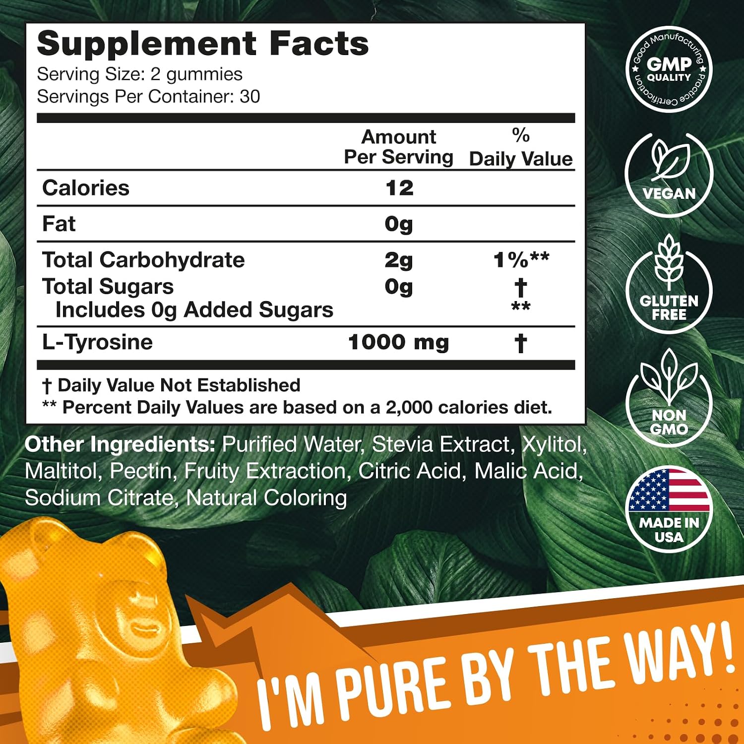 JOYLI L-Tirosina Gominolas 1000mg - Pack de 2 - Suplemento Vegano Sin Azúcar para Concentración y Bienestar