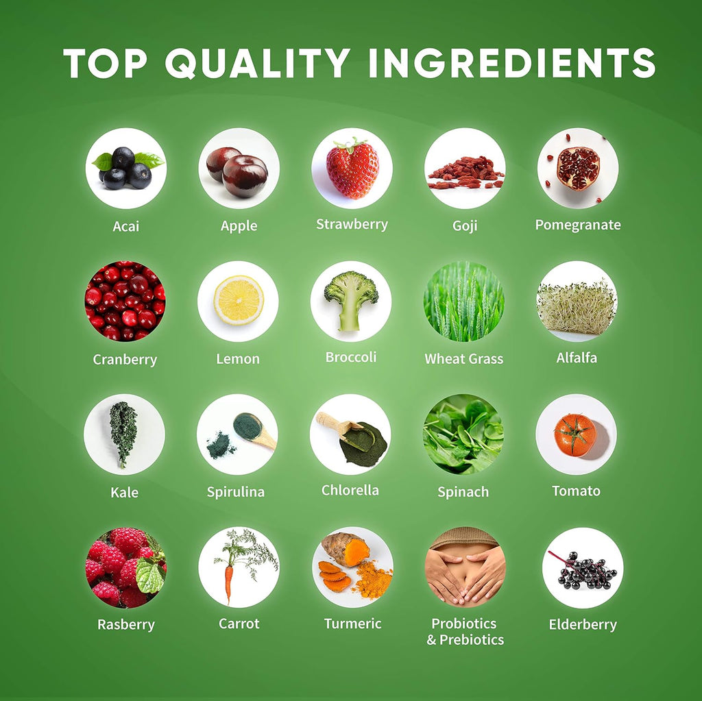 Health Logics Glowing Greens Superfood Powder with Collagen Peptides – Berry Blast