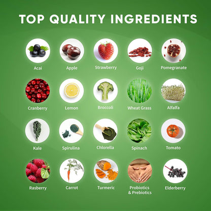Health Logics Glowing Greens Superfood Powder with Collagen Peptides – Berry Blast