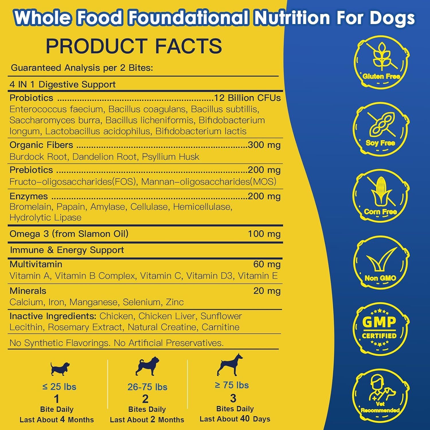 Probióticos para Perros SHINEPAWS - Salud Digestiva, Prebióticos, Enzimas, Fibra y Omega-3, 120 Masticables