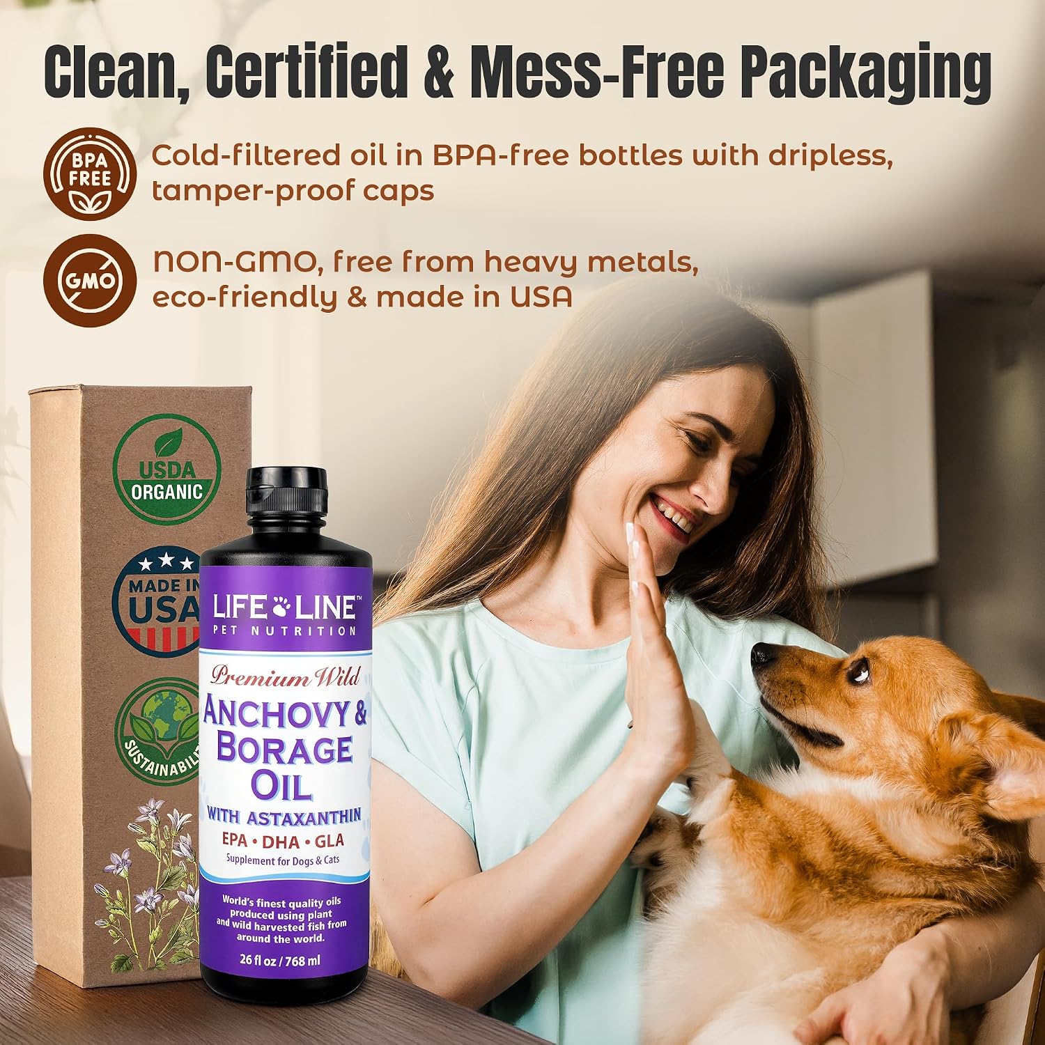 Lifeline Wild Anchovy + Borage Oil for Dogs – 770 ml