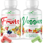 Fruits & Veggies Cápsulas - Superalimento Natural con Vitaminas y Minerales - Suplemento de Frutas y Verduras para Adultos (Paquete de 6, 90 Cápsulas cada uno)
