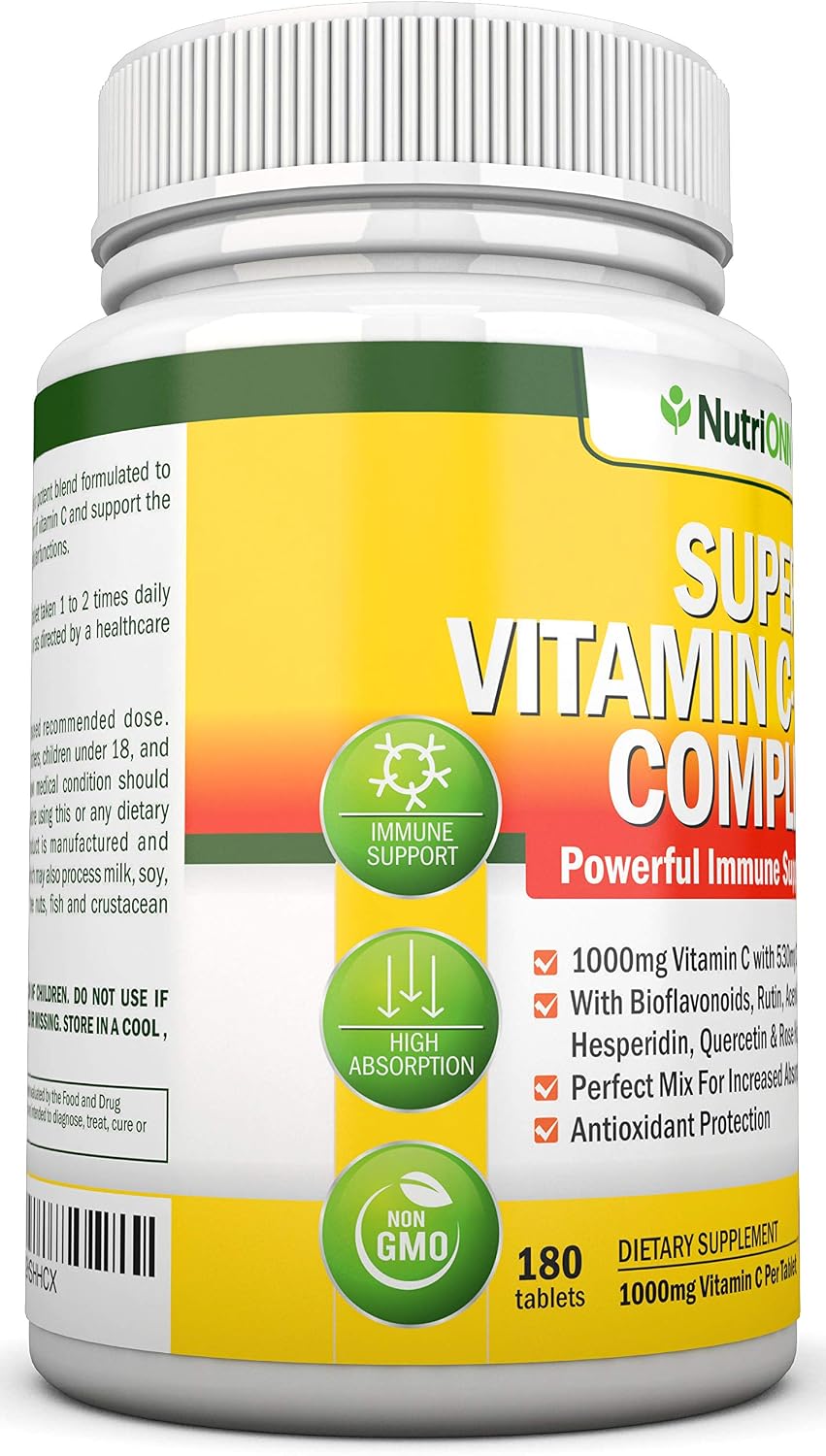 Super Vitamin C Complex - 1695mg - 180 Comprimidos - NutriONN