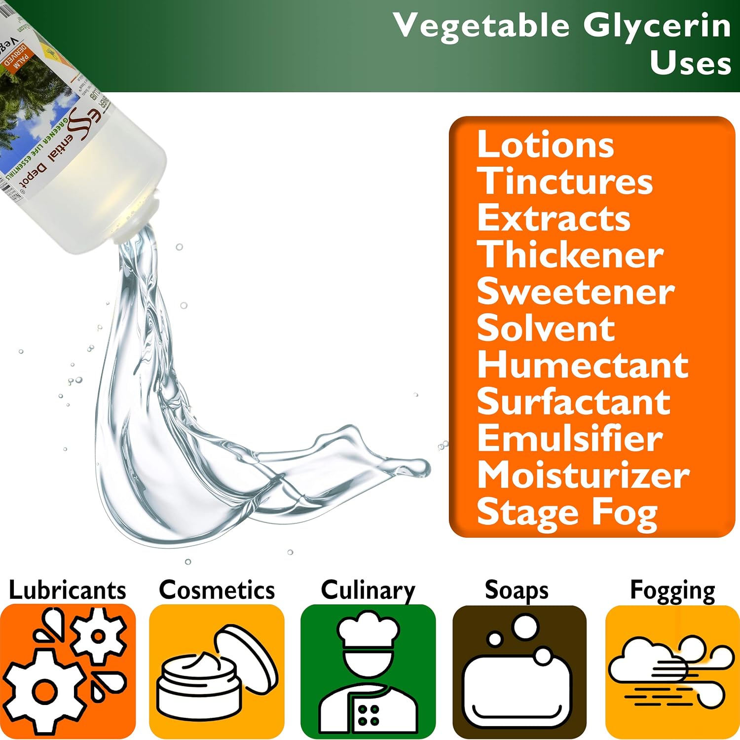 Glicerina Vegetal - 1 Pinta (473 ml) - VG de Palma Sostenible RSPO - No GMO - Kosher - Halal - Grado Farmacéutico USP - Envase HDPE con Sello de Seguridad