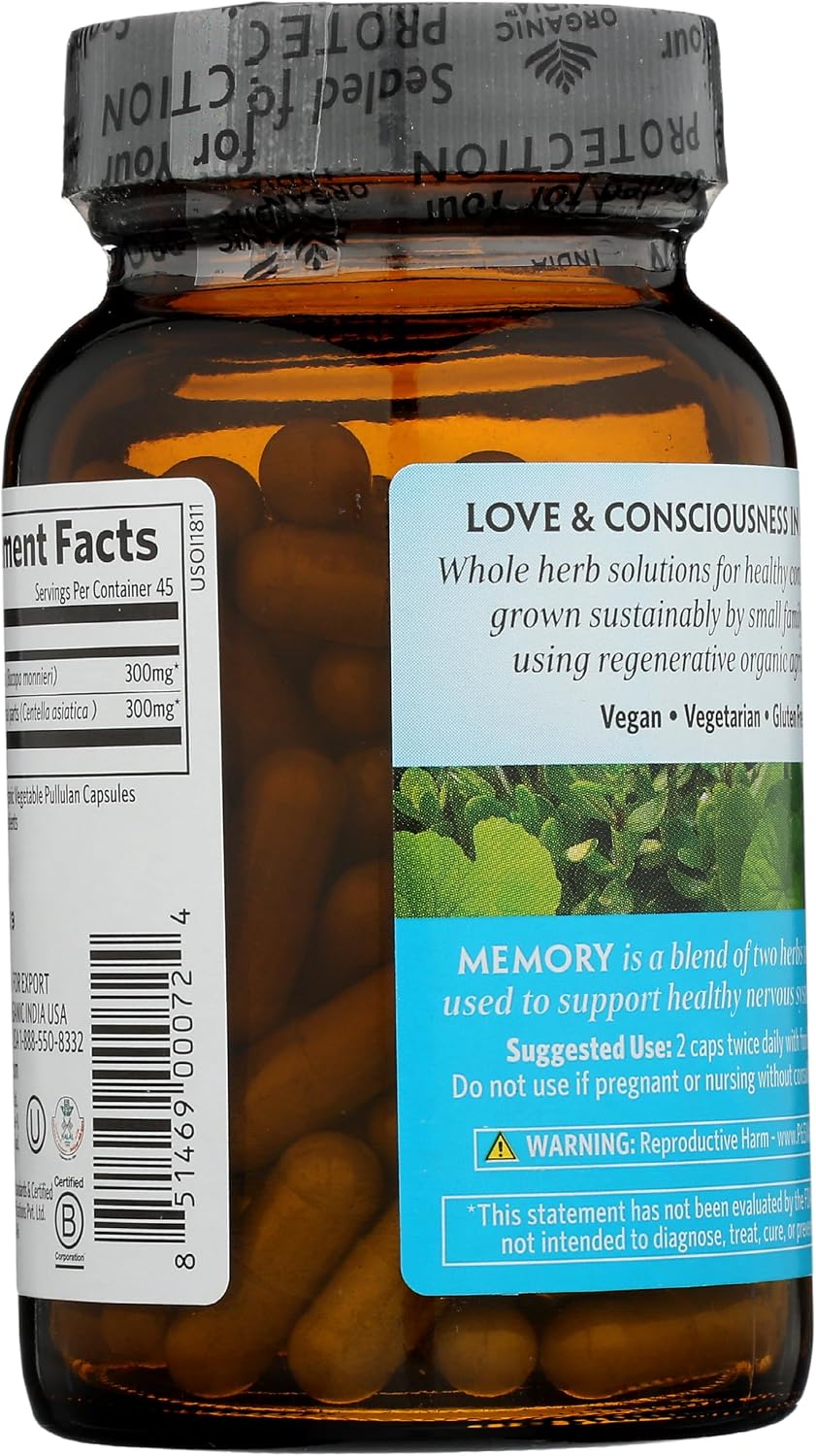 Organic India Organic Memory - Mental Clarity - 90 Vegetarian Capsules