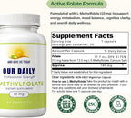 Our Daily Vites L-Metilfolato 10 mg - Folato Activo 5-MTHF, 90 Cápsulas