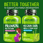 NATURELO Multivitamínico Prenatal con Hierro Quelado Suave, Folato Metílico, Calcio Vegetal y Colina - Vegano - Sin Gluten - 180 Cápsulas