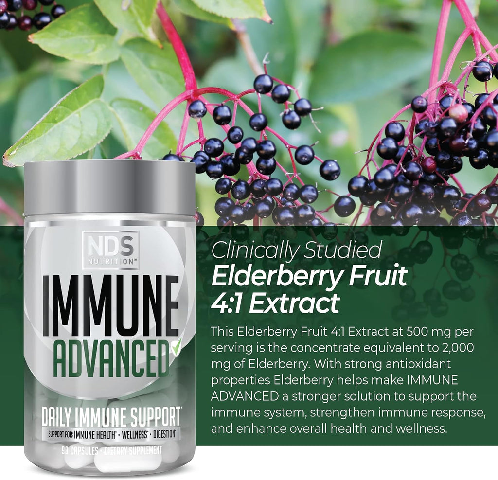FitLife Brands Advanced Immune Booster – Defensa Inmunológica con Saúco, Vitamina C, Vitamina D, Zinc y Probiótico (90 Cápsulas)
