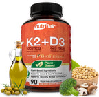 NutriFlair Vitamina D3 5000 UI + K2 MK-7 100 mcg – 90 Cápsulas Veganas