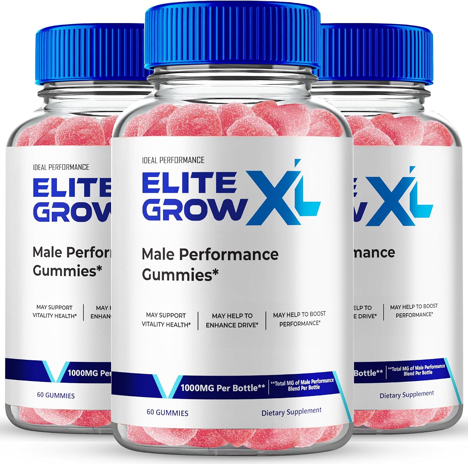Elite Grow XL Gummies - Suplemento en Gominolas para Hombres - Vitalidad y Energía (3 Pack)