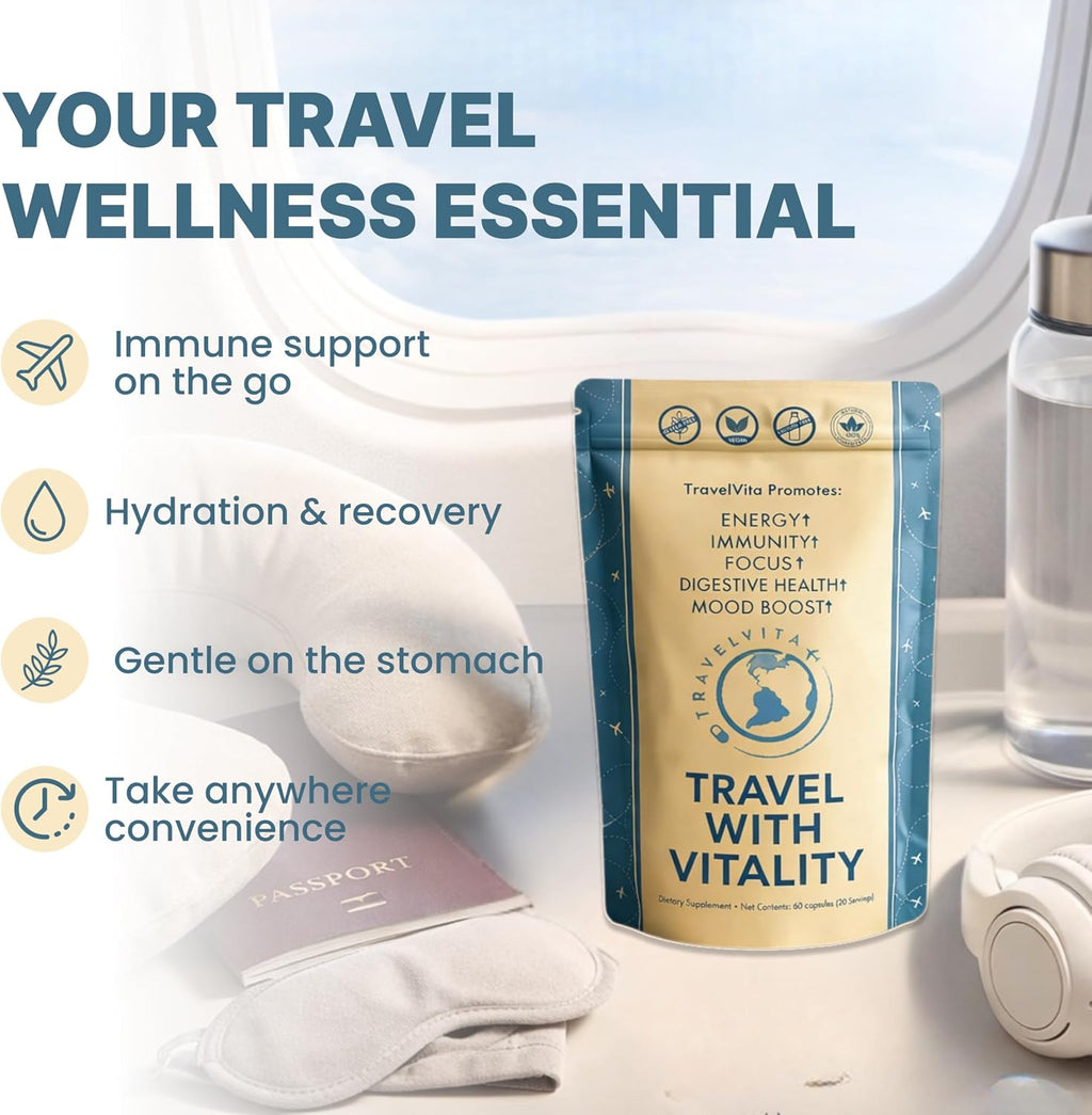 TravelVita Natural Travel Pills - Complemento para viajes (30 días)
