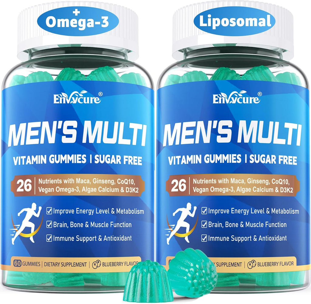 Multivitamínico Metilado para Hombres en Gominolas - Omega 3 Vegano, CoQ10, Zinc, Vitaminas A, C, D3, K2, E, Complejo B, Calcio, Magnesio, Licopeno - Sin Azúcar, 120 Unidades