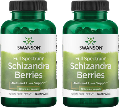 Swanson Full Spectrum Schizandra Berries - 90 Cápsulas (525 mg) Pack de 2 – Image 1