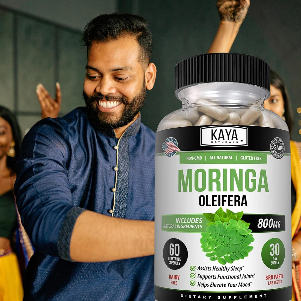Kaya Naturals Extracto de Hoja de Moringa - Superalimento Verde - 60 Cápsulas Vegetales