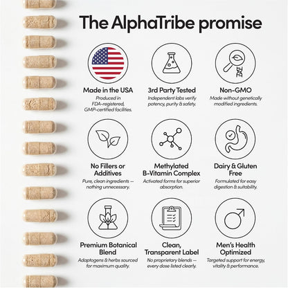 Alpha Tribe Multivitamínico para Hombres con Sea Moss, Aceite de Semilla Negra, Ashwagandha, Cúrcuma, Vitamina C y más – Image 6