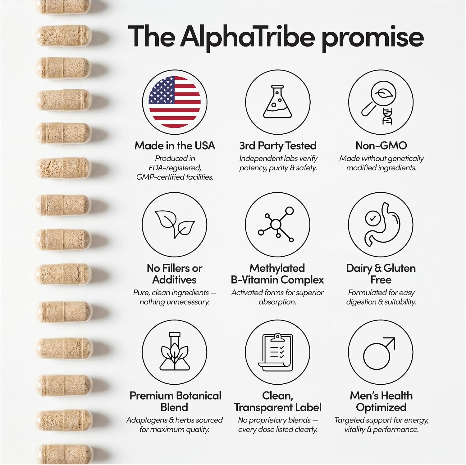 Alpha Tribe Multivitamínico para Hombres con Seamoss, Ashwagandha, Black Seed Oil y Más
