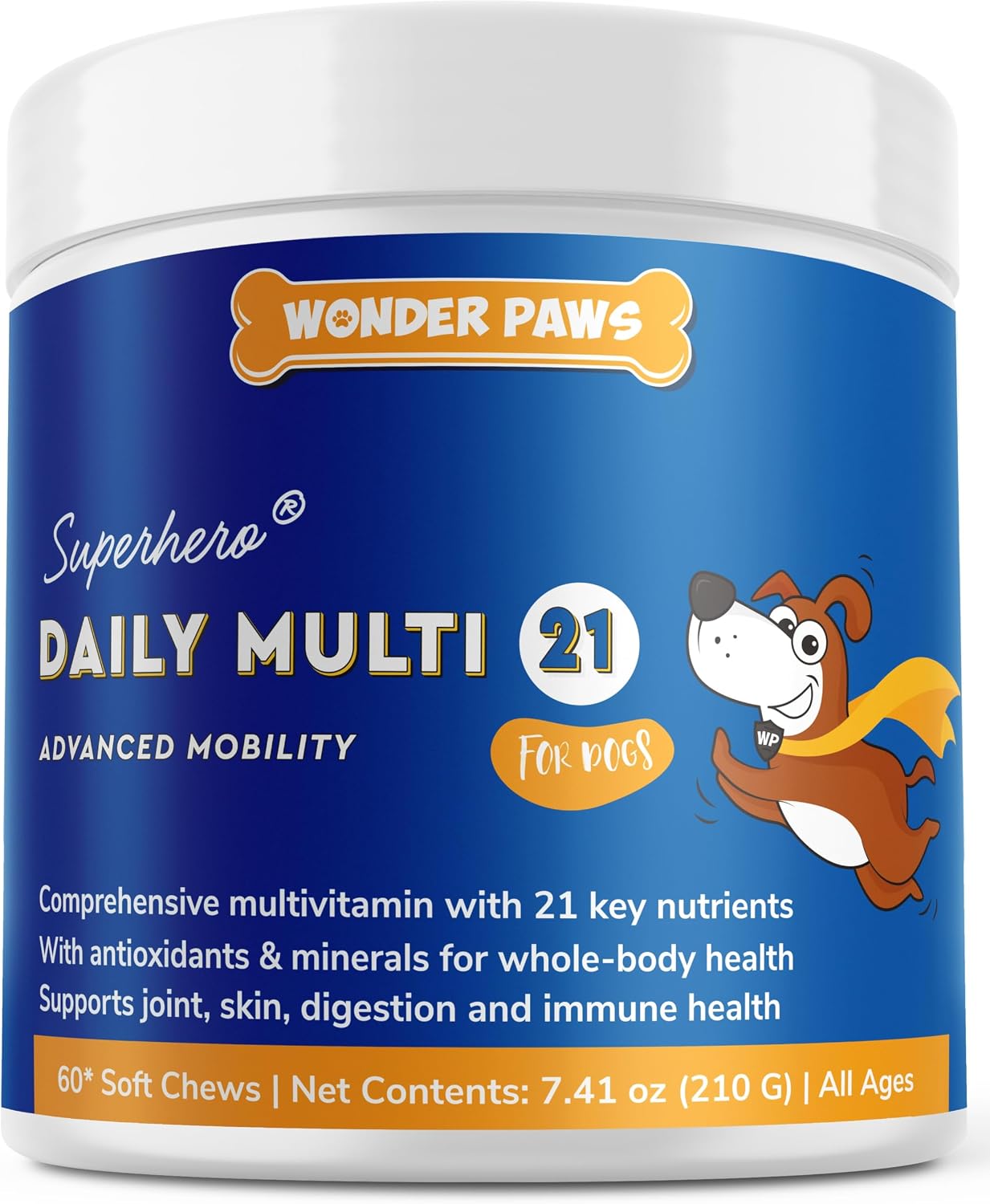 Multivitamínico Premium para Perros WONDER PAWS - 60 Golosinas Masticables - Fórmula 21 en 1