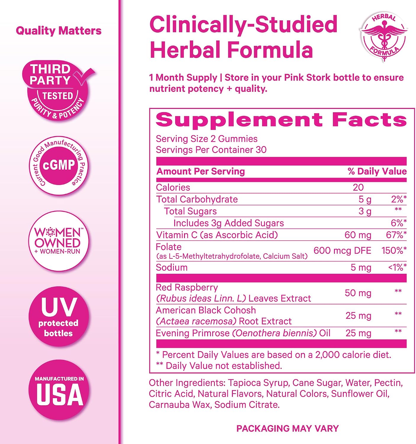 Pink Stork Gominolas de Equilibrio Hormonal para Mujeres – Apoyo para PMS, Menopausia y Premenopausia – 60 Gominolas Veganas