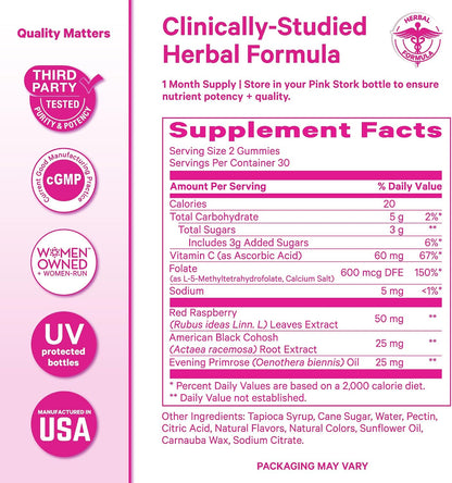 Pink Stork Gominolas de Equilibrio Hormonal – Hoja de frambuesa roja: Tradicionalmente utilizada para apoyar la – Image 6